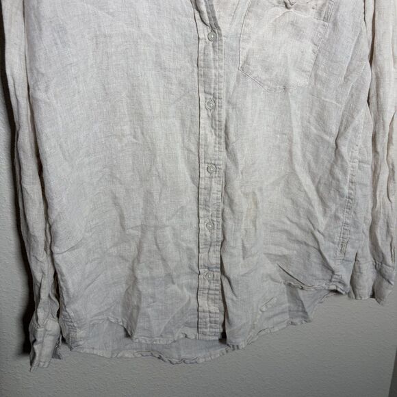 Gap Shirt Women's Medium 100% Linen Button Up Long Sleeve Collared Shirt Top - Picture 4 of 8